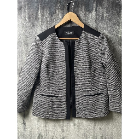 Evan Picone Jackets & Blazers - Black Label By Evan Picone Open Blazer Gray With Black Trim Womens Size L